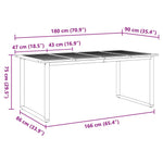 Garden Dining Table Grey 180 x 90 x 75 cm 4010596