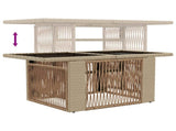 Garden Table Beige 100 x 55 x 37 cm PE Rattan and Glass 42035138