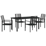 Garden Dining Set 5 pcs Black Powder-Coated Steel 3379166
