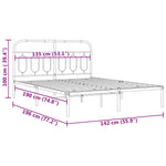 Metal Bed Frame without Mattress with Headboard White 135x190cm 377165