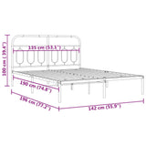 Metal Bed Frame without Mattress with Headboard White 135x190cm 377165