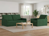 Sofa Set 2 pcs Jungle Green Corduroy Fabric 3433246