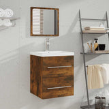 Bathroom Cabinet with Mirror Smoked Oak 41x38.5x48 cm Engineered Wood 820469