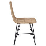 Dinning Chair 2 pcs Natural 41 x 55 x 85 cm Rattan and Steel 42033206