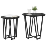 ZNTS Side Table Set of 2 - Black Oak MDF and Metal 869720