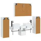 Bathroom Furniture Set 6 pcs White Engineered Wood and Glass 3407135
