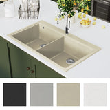 Granite Kitchen Sink Double Basins Beige 144851