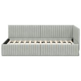 Corner Bed Frame with Headboard Light grey 90 x 200 cm Velvet 42016266