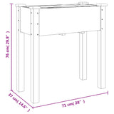 Wheeled Planter with Liner 71x37x80 cm Solid Wood Fir 3157823