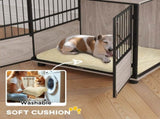 80cm Furniture Style Dog Crate Dog Cage End Table Indoor with 3 Doors Soft Washable Cushion, for T3398P349628