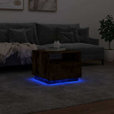 Coffee Table with LED Lights Smoked Oak 50x49x40 cm 839830