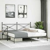 Daybed with Trundle without Mattress Black 100x200 cm Steel 4104677