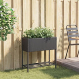 ZNTS Garden Planter with Shelf Black Poly Rattan 366387