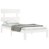 Bed Frame without Mattress White Single Solid Wood Pine 3193497