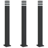 ZNTS Outdoor Floor Lamps with Outlet 3pcs Black 110 cm Aluminium 4006410