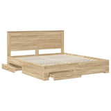 Bed Frame with Drawer with Headboard Manual Engineered Wood 3410285