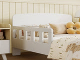 Toddler Bed, Kids Bed Frame with Safety Side Rails, Kids Bedroom Furniture for Ages 3-8 Years, White T3398P422140