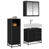 Bathroom Furniture Set 3 pcs Black Oak Engineered Wood 3402425