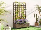 Wooden Trellis Planter, Raised Garden Bed with Wheels and Bed Liner, to Climb and Grow Vegetables, T3398P317695