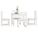 5 Piece Garden Dining Set White Solid Wood Pine 3154678