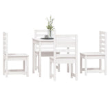 5 Piece Garden Dining Set White Solid Wood Pine 3154678