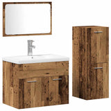 Bathroom Furniture Set Wall-mounted 4 pcs Brown Engineered Wood 3332576