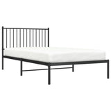 ZNTS Metal Bed Frame without Mattress with Headboard Black 107x203cm 350860