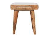 Solid Wood Boucle Cream Tray Style Footstool, Upholstered, Nordic Legs, Beige and Brown B2743P402989