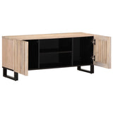 TV Cabinet White 105x34x46 cm Solid Wood Mango 377439