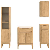 Bathroom Furniture Set FLORO 4 pcs Wax Brown Solid Pine Wood 3385885