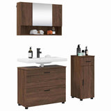 Bathroom Furniture Set with Drawer with Shelf 3 pcs Brown Oak 3393040
