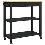 Kitchen Trolley MONZA Black 84 x 40 x 88.5 cm Solid Pine Wood 42027039