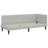 Corner Bed Frame with Headboard Light grey 80 x 200 cm Velvet 42016328