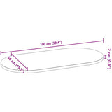 Table Top 100x50x2 cm Solid Wood Oak Oval 4009062