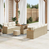Garden Sofa Set with Cushion 14 pcs Beige and Cream Poly Rattan 3364961