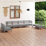 8 Piece Garden Lounge Set Grey Solid Pinewood 3082574