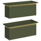 Garden Planter with LED 2 pcs Olive Green 30 x 80 x 30 cm Steel 8008105