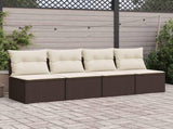 2 Piece Garden Sofa Set with Cushions Brown Poly Rattan Acacia 3325249