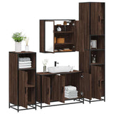 4 Piece Bathroom Furniture Set Brown Oak Engineered Wood 3301194