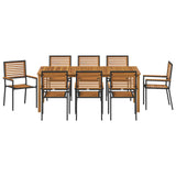 Garden Dining Set 9 pcs Black Solid Acacia Wood 3365526