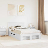 Bed Frame with Headboard White 137 x 203 cm Engineered Wood 3408767