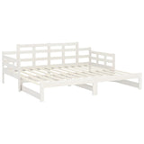 Pull-out Day Bed without Mattress White Solid Wood Pine 2x cm 820348
