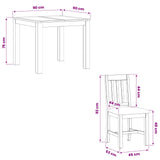 Dining Set 3 pcs Beige Solid Oak Wood 3430312