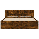 Bed Frame Smoked oak Engineered wood, Plywood 160x200 cm 3207599
