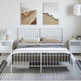 Metal Bed Frame without Mattress with Footboard White 150x200cm 350951