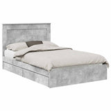 Storage Bed Concrete Grey 135 x 190 cm Engineered Wood 3410251