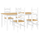 ZNTS 5 Piece Dining Set Panama White Solid Wood Pine 3345211