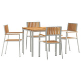 Outdoor Dining Set 5 pcs Solid Teak Wood and Stainless Steel 3334798