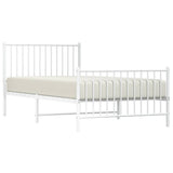 Metal Bed Frame without Mattress with Footboard White 100x200cm 350944