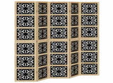 Room Divider 5 Panels Brown and Black Solid Wood Paulownia 358807